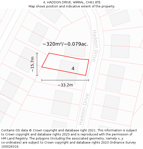 4, HADDON DRIVE, WIRRAL, CH61 8TE: Plot and title map