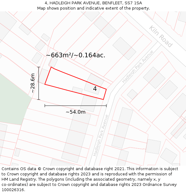 4, HADLEIGH PARK AVENUE, BENFLEET, SS7 1SA: Plot and title map