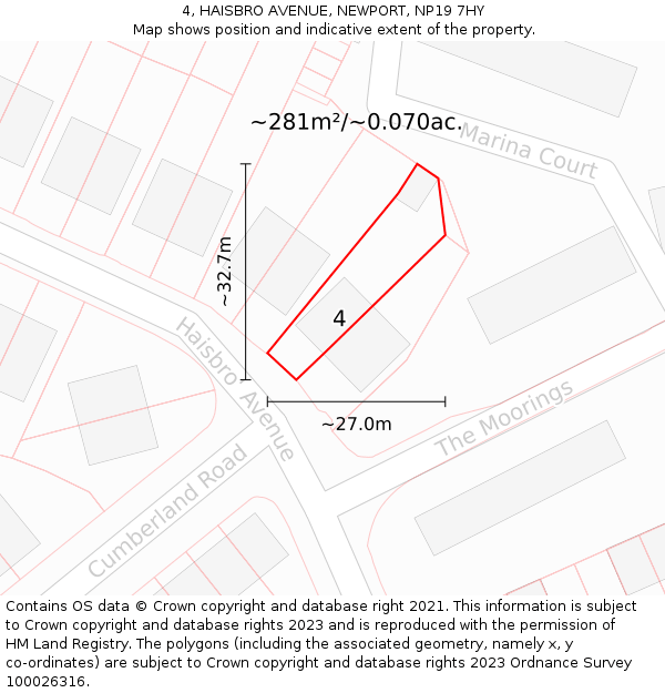 4, HAISBRO AVENUE, NEWPORT, NP19 7HY: Plot and title map