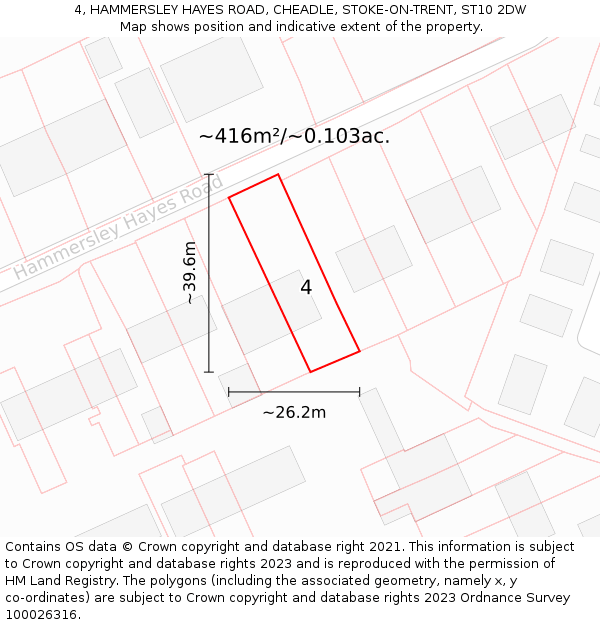 4, HAMMERSLEY HAYES ROAD, CHEADLE, STOKE-ON-TRENT, ST10 2DW: Plot and title map