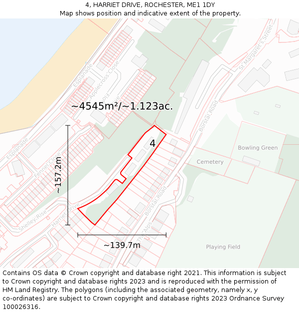 4, HARRIET DRIVE, ROCHESTER, ME1 1DY: Plot and title map