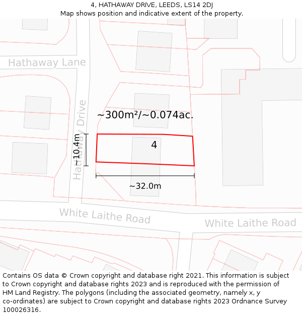 4, HATHAWAY DRIVE, LEEDS, LS14 2DJ: Plot and title map