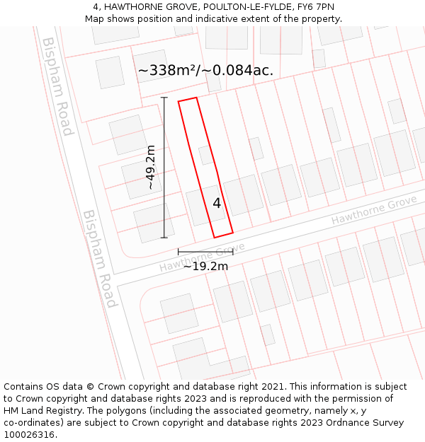 4, HAWTHORNE GROVE, POULTON-LE-FYLDE, FY6 7PN: Plot and title map