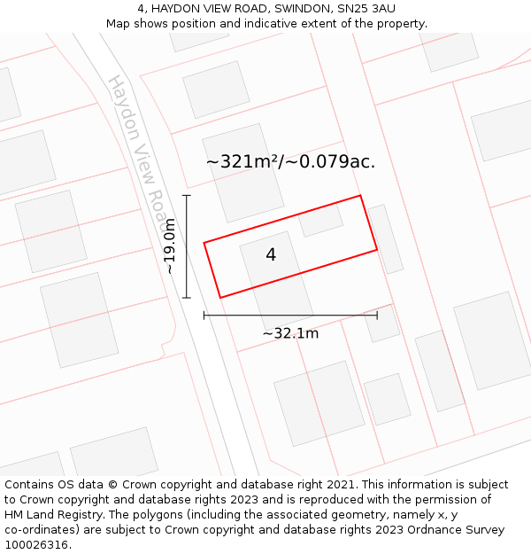 4, HAYDON VIEW ROAD, SWINDON, SN25 3AU: Plot and title map