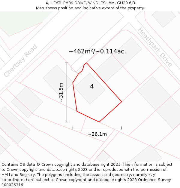 4, HEATHPARK DRIVE, WINDLESHAM, GU20 6JB: Plot and title map