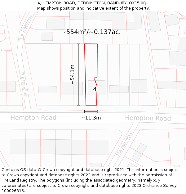 4, HEMPTON ROAD, DEDDINGTON, BANBURY, OX15 0QH: Plot and title map