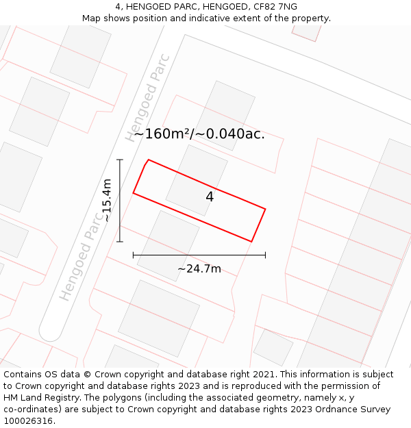 4, HENGOED PARC, HENGOED, CF82 7NG: Plot and title map