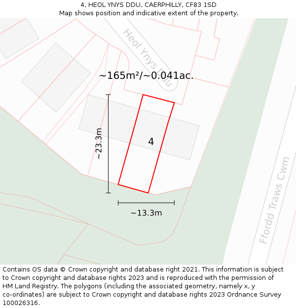 4, HEOL YNYS DDU, CAERPHILLY, CF83 1SD: Plot and title map