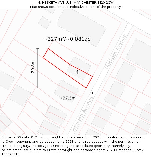 4, HESKETH AVENUE, MANCHESTER, M20 2QW: Plot and title map