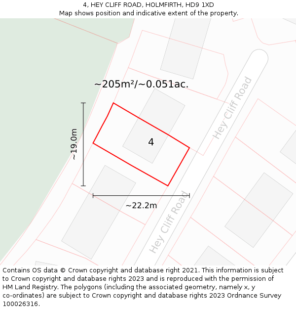 4, HEY CLIFF ROAD, HOLMFIRTH, HD9 1XD: Plot and title map