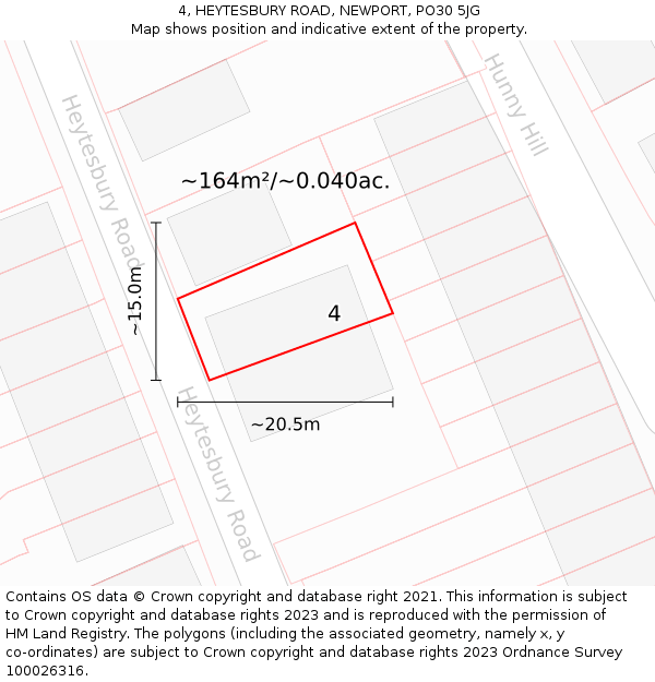 4, HEYTESBURY ROAD, NEWPORT, PO30 5JG: Plot and title map