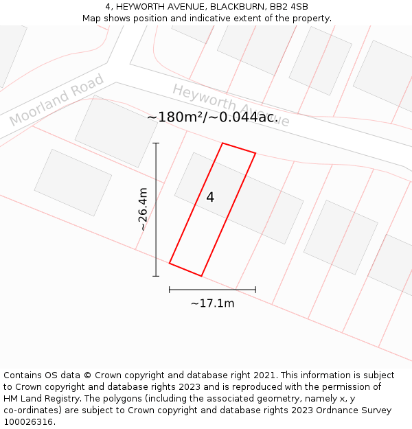 4, HEYWORTH AVENUE, BLACKBURN, BB2 4SB: Plot and title map