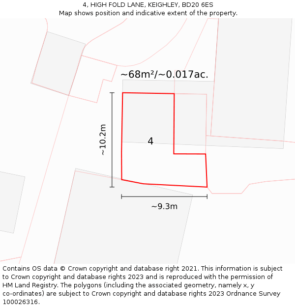 4, HIGH FOLD LANE, KEIGHLEY, BD20 6ES: Plot and title map