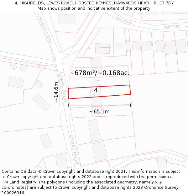 4, HIGHFIELDS, LEWES ROAD, HORSTED KEYNES, HAYWARDS HEATH, RH17 7DY: Plot and title map