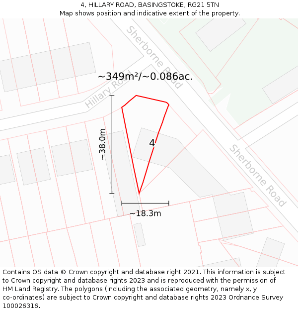 4, HILLARY ROAD, BASINGSTOKE, RG21 5TN: Plot and title map