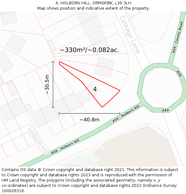 4, HOLBORN HILL, ORMSKIRK, L39 3LH: Plot and title map