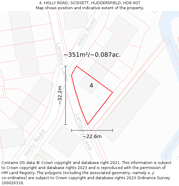 4, HOLLY ROAD, SCISSETT, HUDDERSFIELD, HD8 9GT: Plot and title map
