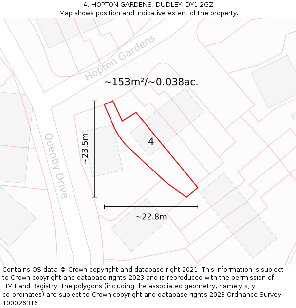 4, HOPTON GARDENS, DUDLEY, DY1 2GZ: Plot and title map