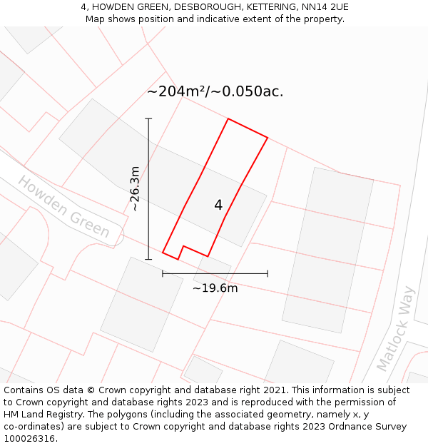 4, HOWDEN GREEN, DESBOROUGH, KETTERING, NN14 2UE: Plot and title map