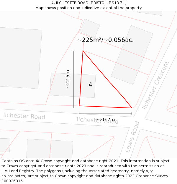 4, ILCHESTER ROAD, BRISTOL, BS13 7HJ: Plot and title map