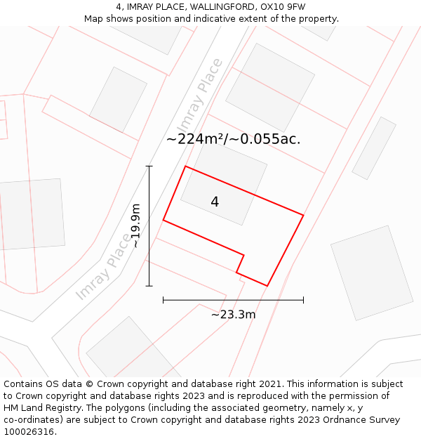 4, IMRAY PLACE, WALLINGFORD, OX10 9FW: Plot and title map