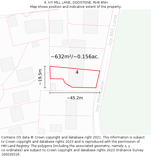 4, IVY MILL LANE, GODSTONE, RH9 8NH: Plot and title map