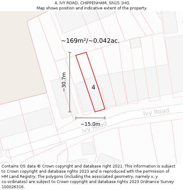 4, IVY ROAD, CHIPPENHAM, SN15 1HG: Plot and title map