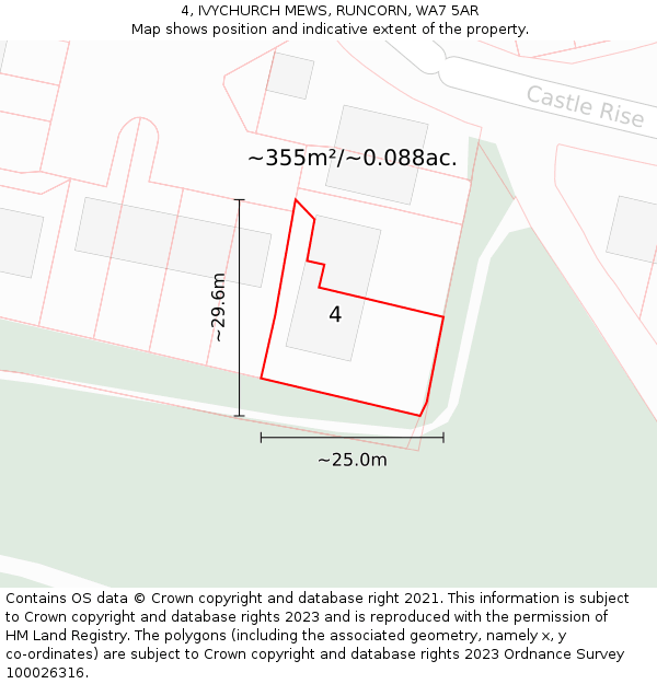 4, IVYCHURCH MEWS, RUNCORN, WA7 5AR: Plot and title map