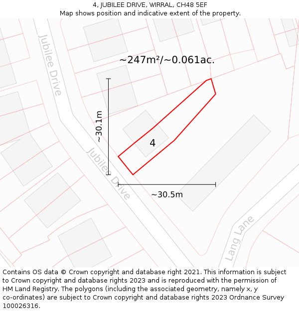 4, JUBILEE DRIVE, WIRRAL, CH48 5EF: Plot and title map