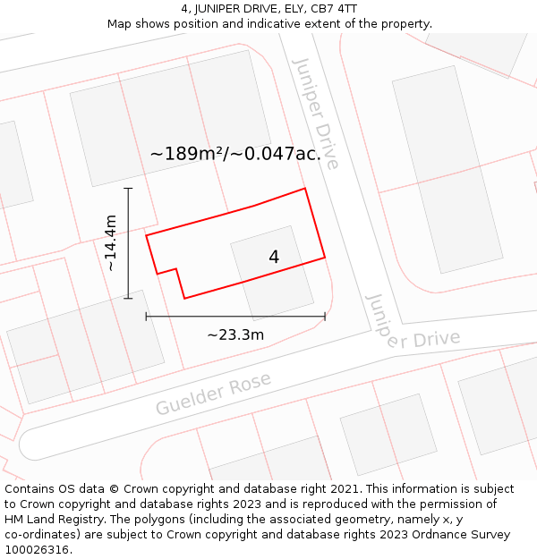 4, JUNIPER DRIVE, ELY, CB7 4TT: Plot and title map