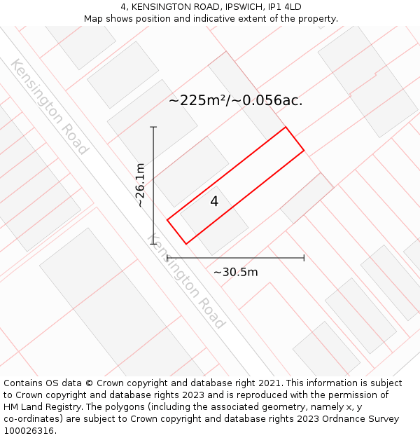 4, KENSINGTON ROAD, IPSWICH, IP1 4LD: Plot and title map