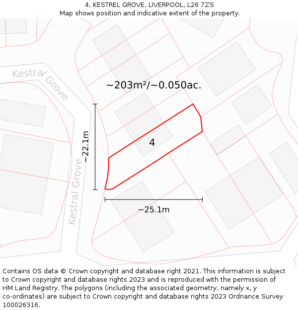 4, KESTREL GROVE, LIVERPOOL, L26 7ZS: Plot and title map