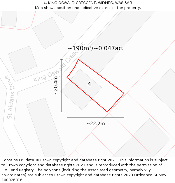 4, KING OSWALD CRESCENT, WIDNES, WA8 5AB: Plot and title map