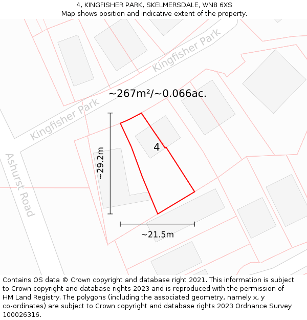 4, KINGFISHER PARK, SKELMERSDALE, WN8 6XS: Plot and title map