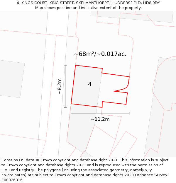 4, KINGS COURT, KING STREET, SKELMANTHORPE, HUDDERSFIELD, HD8 9DY: Plot and title map