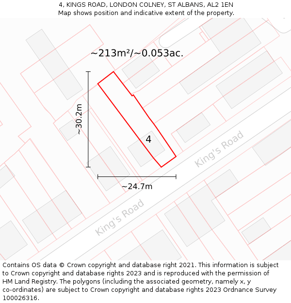 4, KINGS ROAD, LONDON COLNEY, ST ALBANS, AL2 1EN: Plot and title map