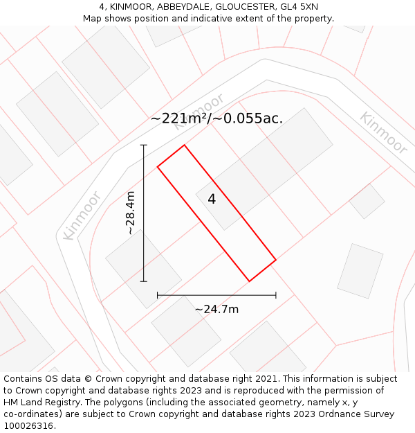 4, KINMOOR, ABBEYDALE, GLOUCESTER, GL4 5XN: Plot and title map