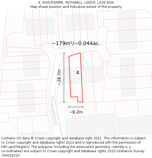 4, KNAVESMIRE, ROTHWELL, LEEDS, LS26 0GW: Plot and title map
