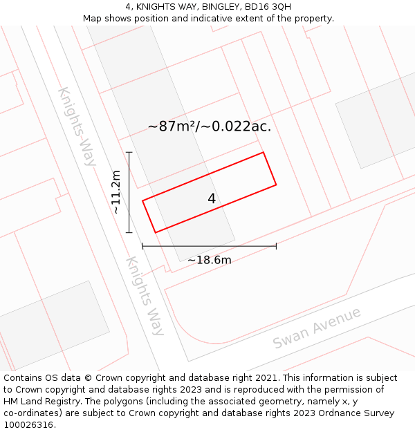 4, KNIGHTS WAY, BINGLEY, BD16 3QH: Plot and title map