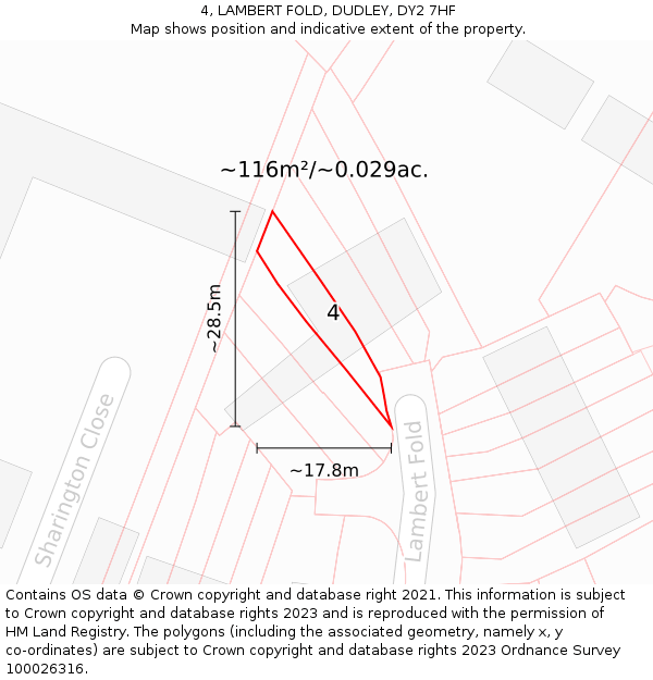 4, LAMBERT FOLD, DUDLEY, DY2 7HF: Plot and title map