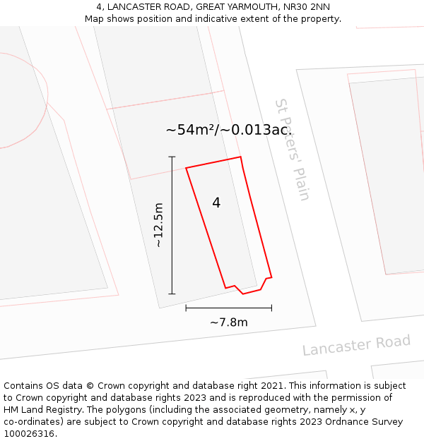 4, LANCASTER ROAD, GREAT YARMOUTH, NR30 2NN: Plot and title map