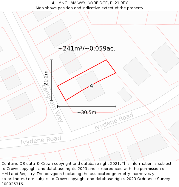 4, LANGHAM WAY, IVYBRIDGE, PL21 9BY: Plot and title map