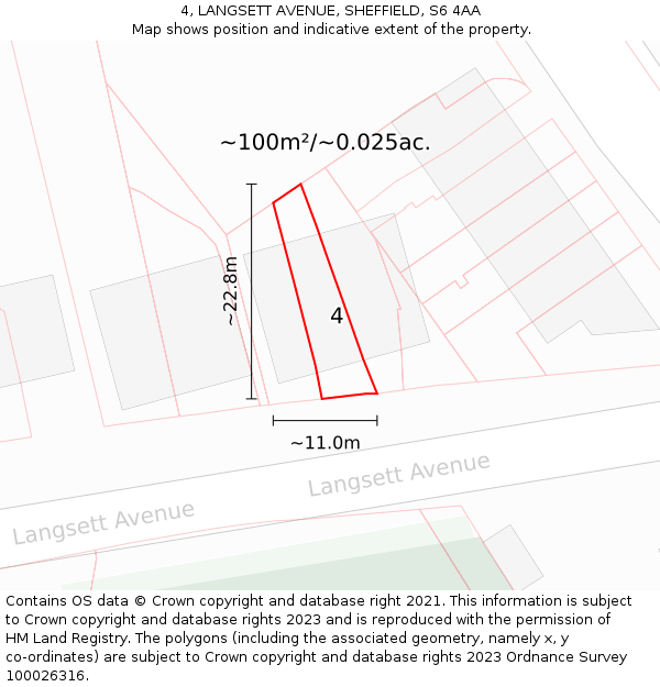 4, LANGSETT AVENUE, SHEFFIELD, S6 4AA: Plot and title map