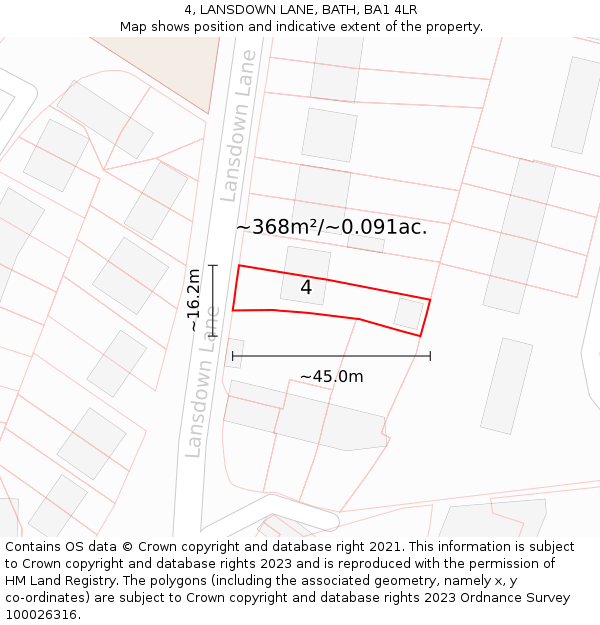 4, LANSDOWN LANE, BATH, BA1 4LR: Plot and title map