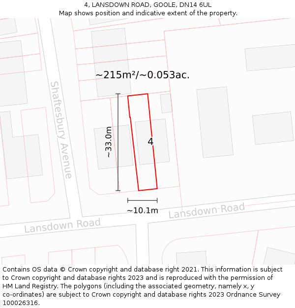 4, LANSDOWN ROAD, GOOLE, DN14 6UL: Plot and title map