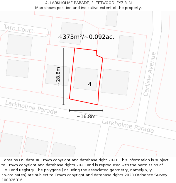 4, LARKHOLME PARADE, FLEETWOOD, FY7 8LN: Plot and title map