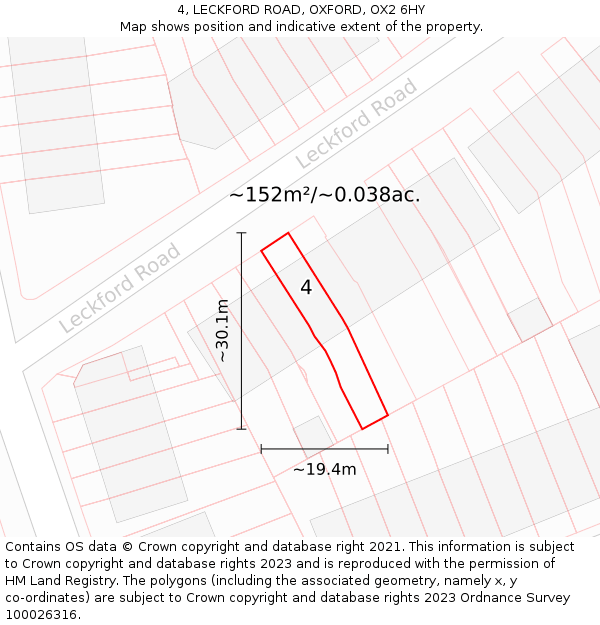 4, LECKFORD ROAD, OXFORD, OX2 6HY: Plot and title map