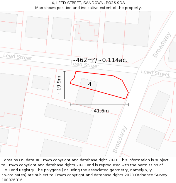 4, LEED STREET, SANDOWN, PO36 9DA: Plot and title map