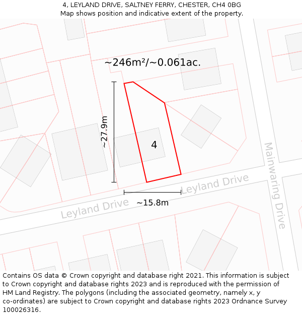 4, LEYLAND DRIVE, SALTNEY FERRY, CHESTER, CH4 0BG: Plot and title map