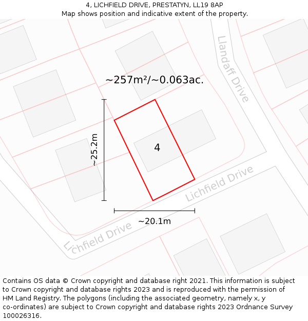 4, LICHFIELD DRIVE, PRESTATYN, LL19 8AP: Plot and title map